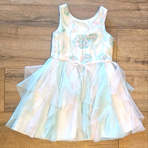 Lightly Worn - YOUNGLAND - Pastel Pink and Green Formal Dress - Girls Size 6X - Picture 4 of 5